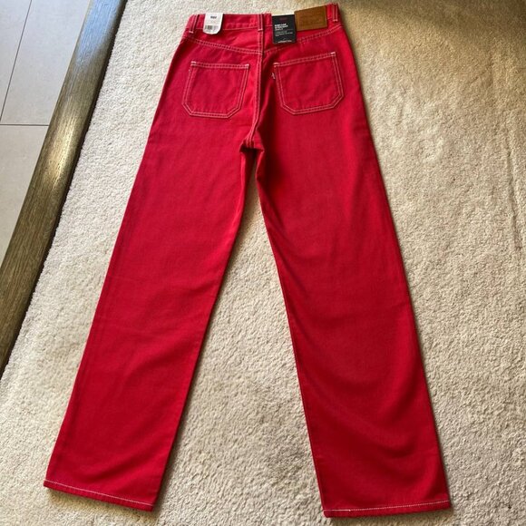 NWT Levi's Ribcage Straight Ankle Bright Red Women's Jeans Size 26/29 - Picture 5 of 12